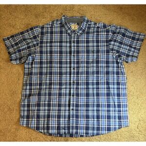 Redhead Button Up Shirt Men 3XL Blue Plaid 100% Cotton Breathable Lightweight